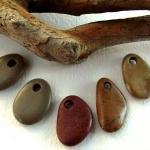 Top Drilled Bead Pebbles. Brown Spanish Drilled..