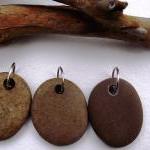Beach Stone Rock Beads. 3 Top Drilled..