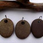 Beach Stone Rock Beads. 3 Top Drilled..