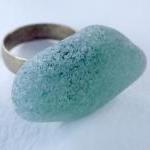 Sea Glass Ring. Green Beach Glass Adjustable Ring..