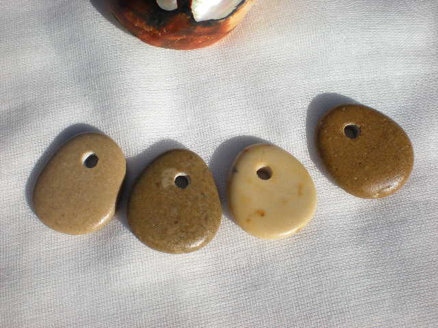 Top Drilled Mediterranean Pebbles.4 Spanish Beach Rocks.smooth Beads By Oceangifts