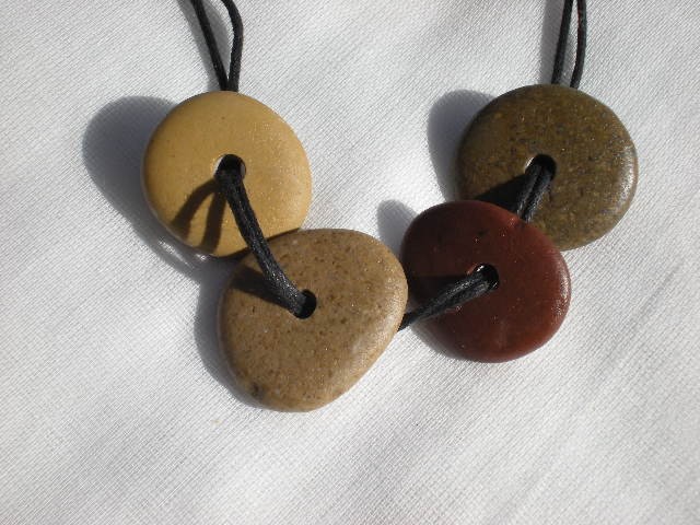 Centre Drilled Mediterranean Beach Pebbles.4 Spanish Beach Rocks.smooth And Natural Beads By Oceangifts