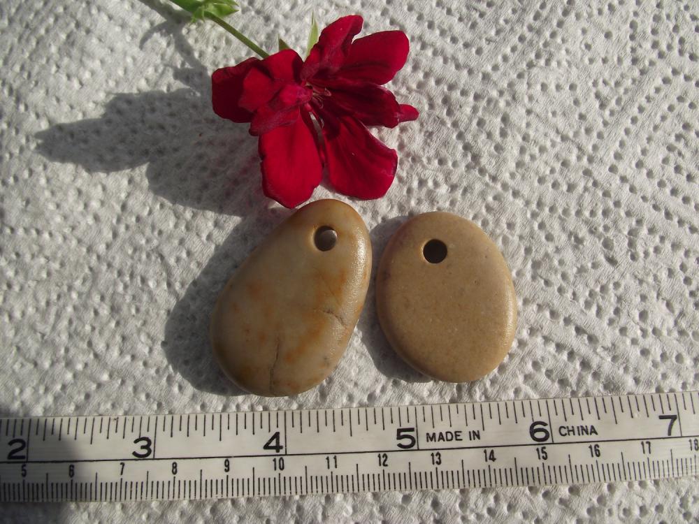 Top Drilled Mediterranean Beach Pebbles. 2 Spanish Beach Rocks, Natural And Smooth Rocks By Oceangifts
