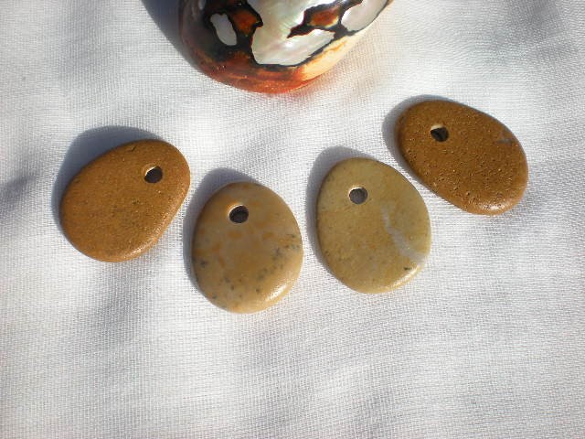 Top Drilled Mediterranean Beach Pebbles. 4 Spanish Beach Rocks, Natural And Smooth Rocks By Oceangifts