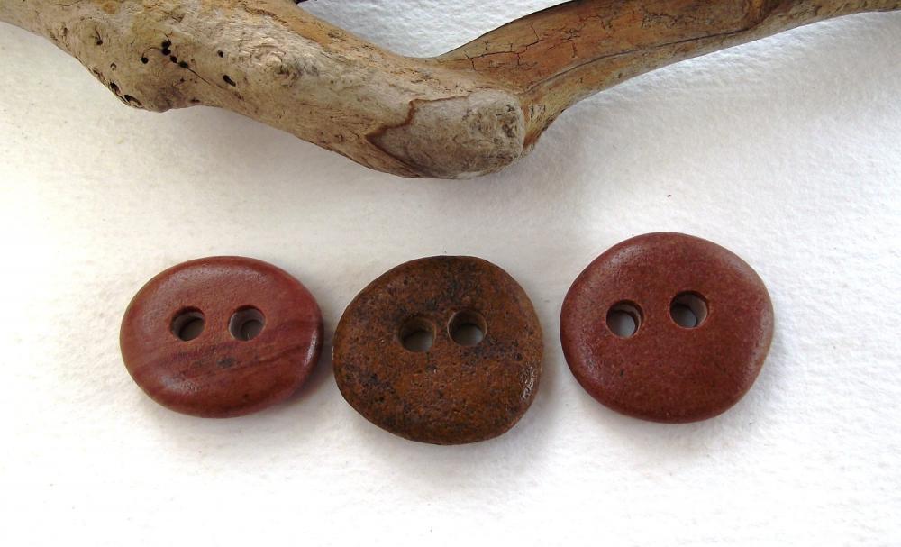 Stone Pebble Buttons. 3 Natural Stone Pebbles From Spain By Oceangifts