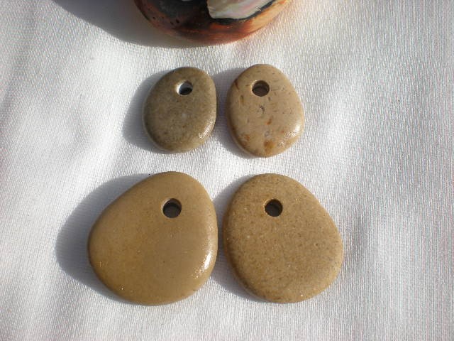 River Rocks Beach Pebbles. Spanish Drilled Beach Rocks. 4 Natural And Smooth Beads By Ocean Gifts.