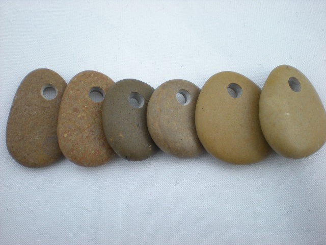 Top Drilled Mediterranean Beach Pebbles.6 Spanish Beach Rocks.natural Beads By Oceangifts