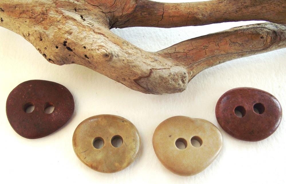 Beach Stone Buttons Supplies. 4 Natural Sea Stone Pebbles From Spain By Ocean Gifts